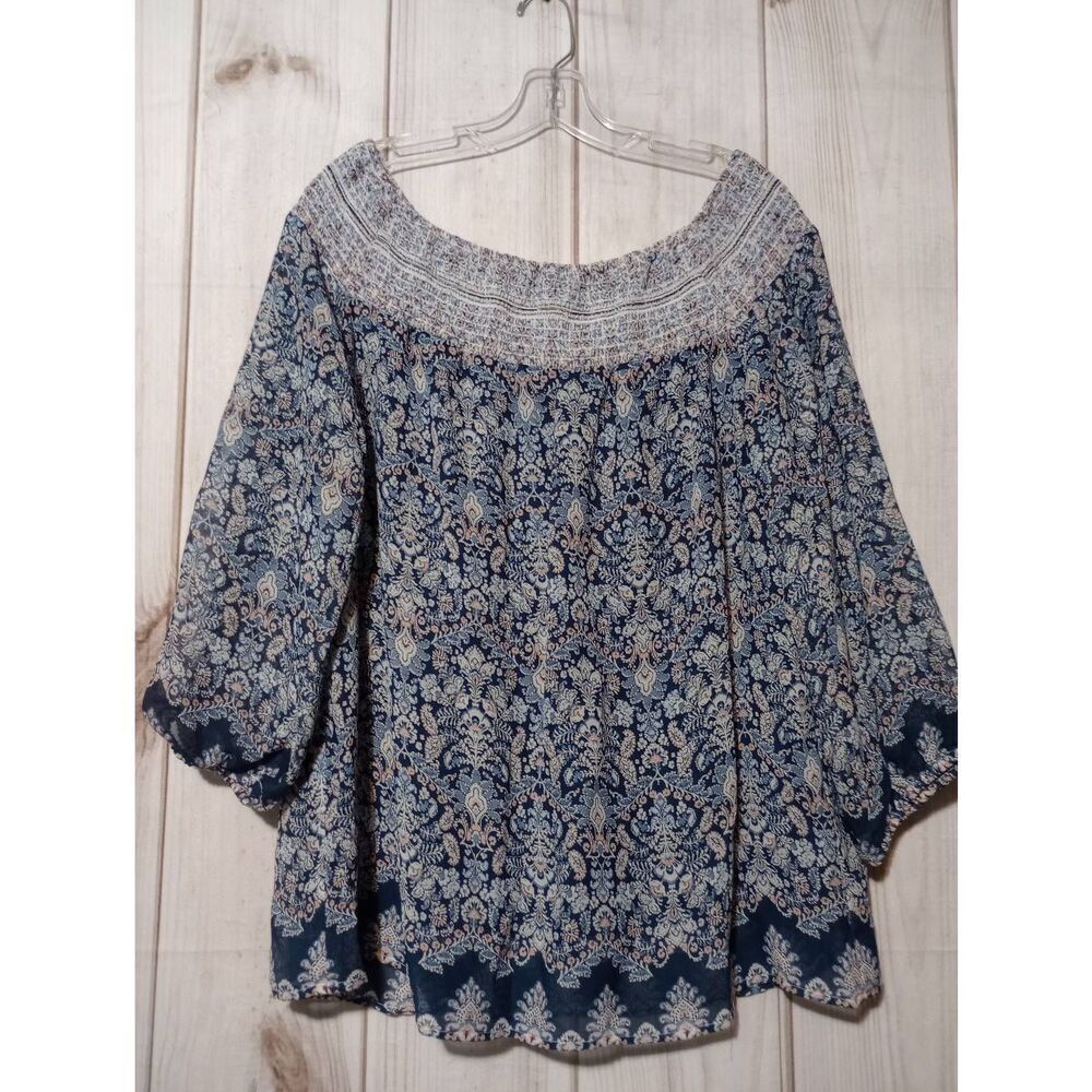 2 for 30 B Design Shirt Ladies‎ Extra Large Blue Semi Sheer Sleeves